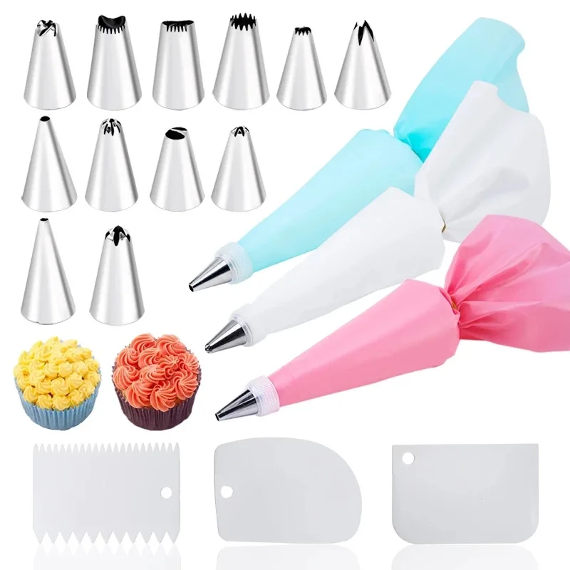

TECHOME Cream Nozzles Set Pastry Tools Accessories For Cake Decorating Pastry Bag Kitchen Cookies Bakery Confectionery Equipment