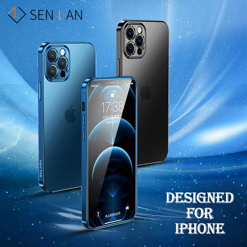 

Case For iPhon 14 Plus 11 12 Pro Max 13 mini Luxury Electroplated Frame Phone Case For iPhone X XS XR Shockproof Antidrop Cover