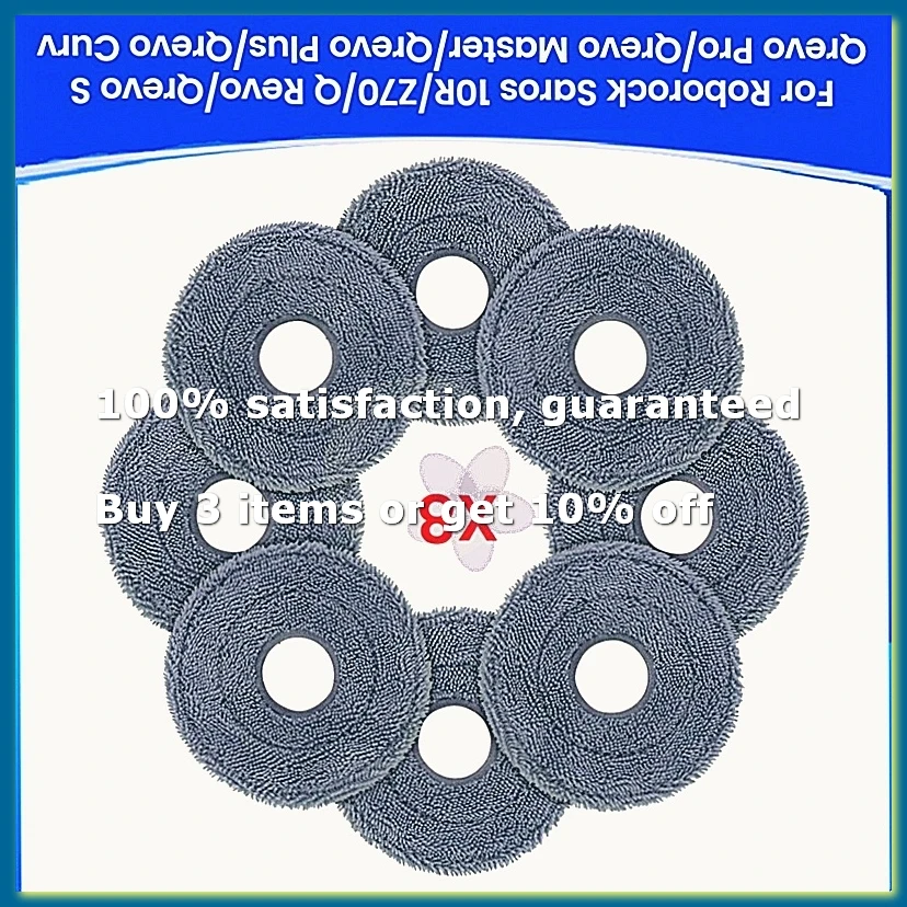 Фото Микрофибровые насадки для швабры для Saros 10R Z70 Q Qrevo S Pro Master Plus Curv Parts №1