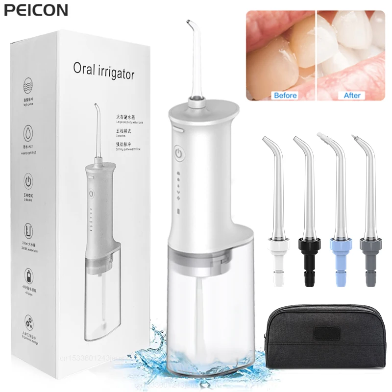 

Dental Oral Irrigator Water Flosser Portable Water Thread For Teeth F305 Rechargeable Dental Floss Water Jet With Travel Bag
