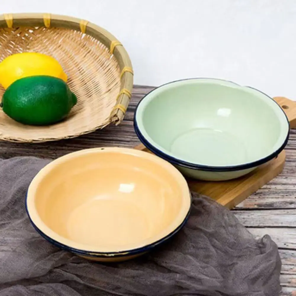 Эмалированная миска для смешивания салата ностальгия зеленая/желтая Осенняя