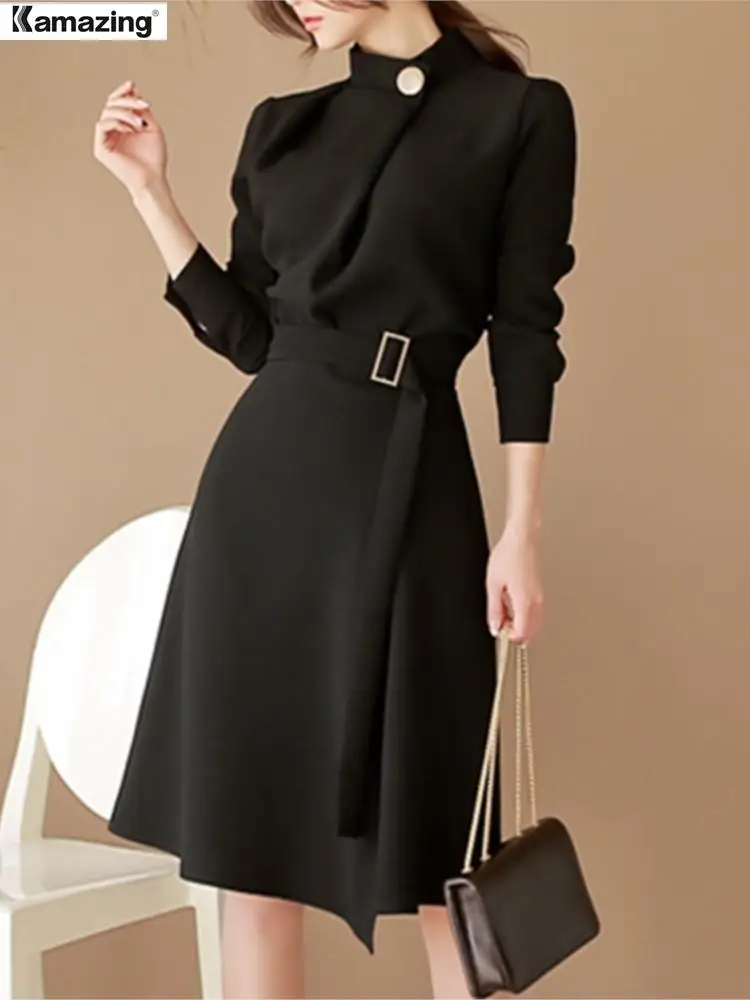 

Spring Women Elegant Vintage Party Dress Office Lady Fashion Vestidos Clothing Female Casual Work Wear Dress