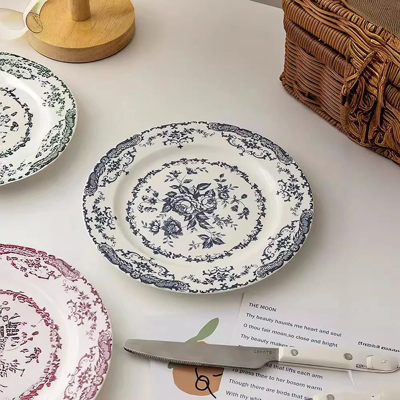 8/10 дюймов французская винтажная розовая керамическая тарелка в европейском