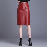 zeolore spring sashes high waist pocket pu skirts women fashion elegant midi pencil skirt plus size zipper leather skirt qt1550