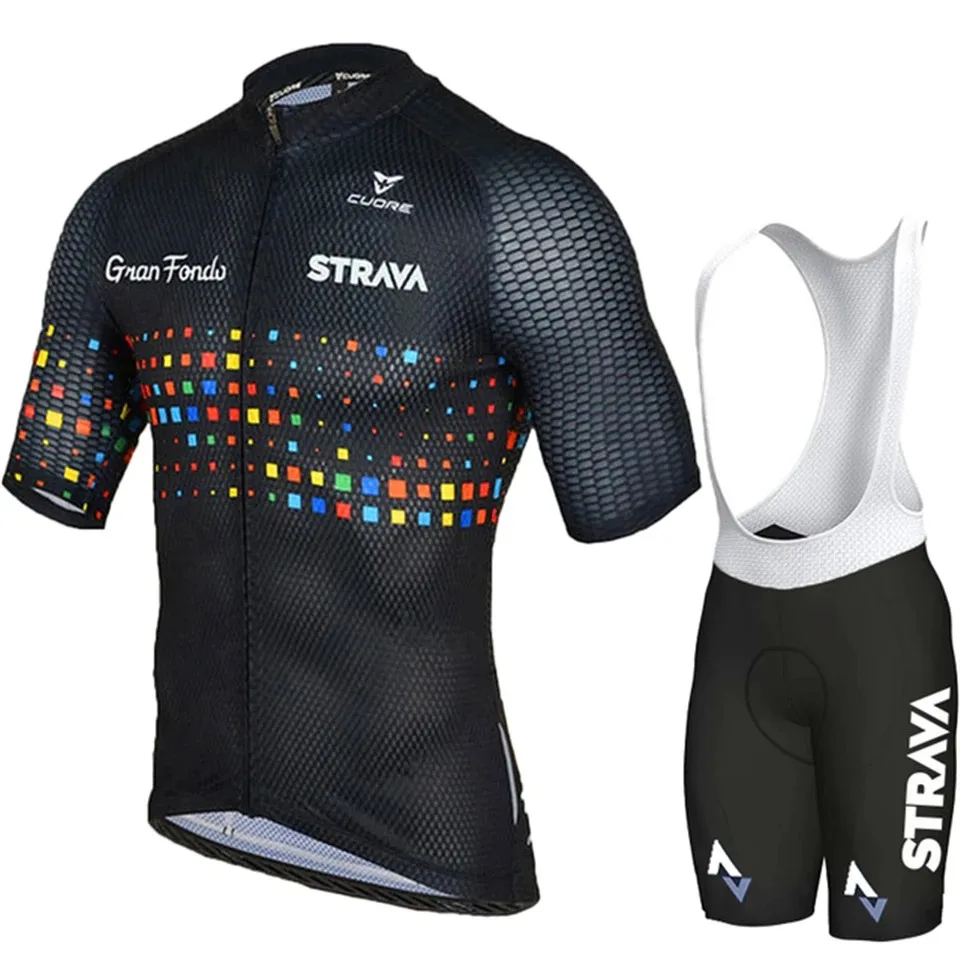 STRAVA Men's Cycling Clothing Summer Set Mountain Bike Comfort Jersey Equipment Sweat-Wicking and Quick-Drying