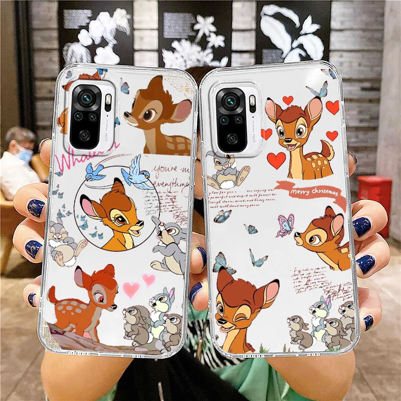 

Disney Fawn Bambi Cute Phone Case For Xiaomi Redmi Note 11E 11S 11 11T 10 10S 9 9T 9S 8 8T Pro Plus 5G 7 5 Transparent TPU