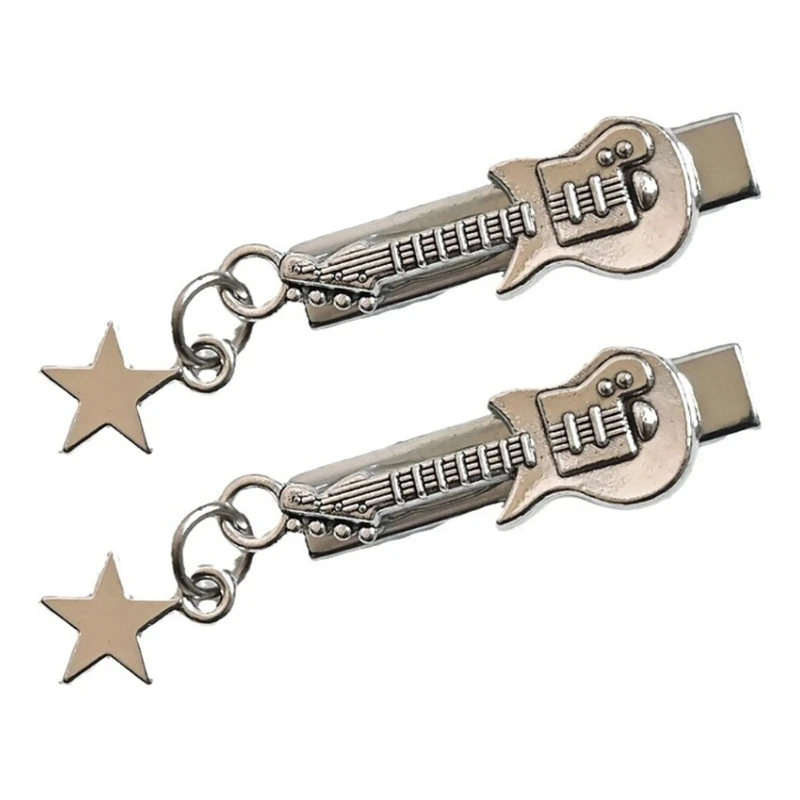 1 шт./2 шт. заколка для волос в форме гитары с подвеской ​​виде сердца/звезды