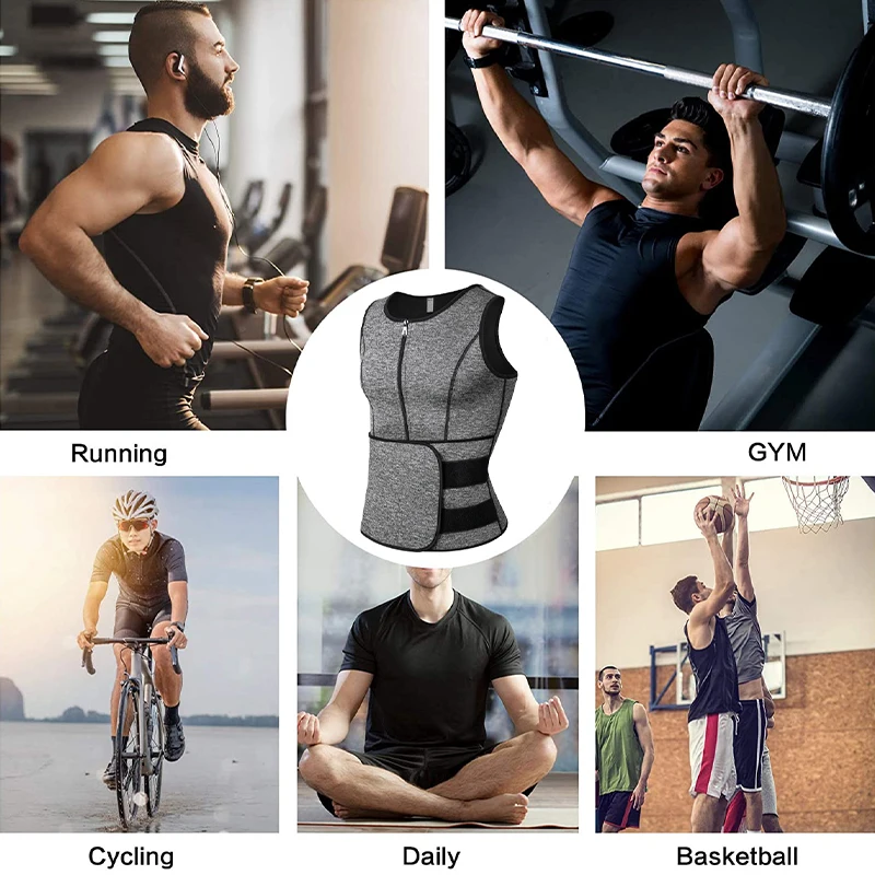 Men Neoprene Sweat Sauna Vest Waist Trainer Slimming Body Shapers Vest Shapewear Corset Gym Underwear Women Fat Burner Tank Top