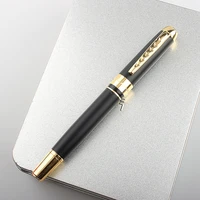 luxury metal 250 ball point pen frosted black gold trim signature ink pen stationery office supplies
