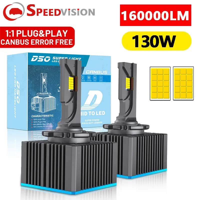 D1S Светодиодные фары HID D3S D2S D4S D5S D8S 160000 LM 130 Вт D1R D2R D3R D4R CANBUS Turbo Led Двусторонний чип CSP