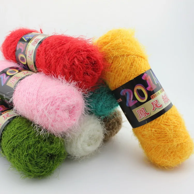 

3pcs 75g/ball Imitation Phoenix Tail Wool Fur Yarn Hand Knitting Stick Needle Coat Wool Hat Scarf Wool Yarn for Knitting