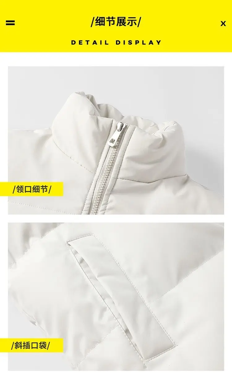 Men's Padded Jacket 2022 Winter New Casual Stand Collar men's Fashion Warm Solid Color Loose Bread Clothing Zipper men's B888