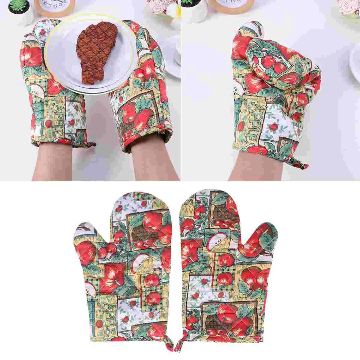 

2 Pcs Anti-scald Oven Gloves Heat-resistant Baking Mitts Barbecue Kitchen Microwave Grill Potholder for hot