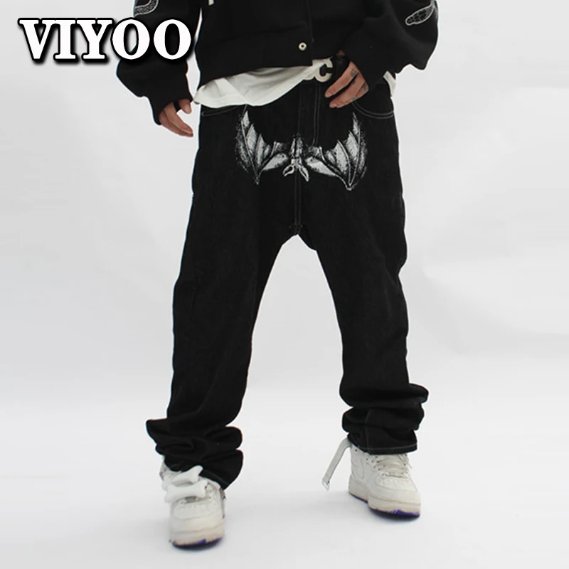 Spring Print Baggy Trousers Jeans Men Fashion Clothes Y2k Jeans Hip Hop Vintage Streetwear Men's Harajuku Denim Wide Pants Women