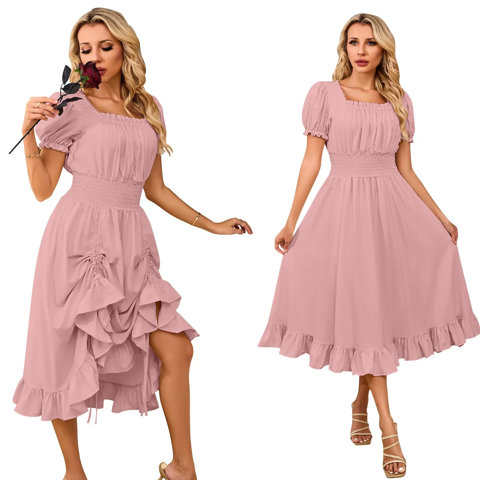 Женское платье однотонное с воротником одной линии сексуальный топ объемными