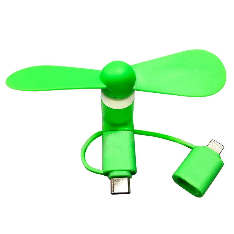 

3 IN 1 Travel Portable Cell Phone Mini Fan Cooling Cooler for Micro USB C for IPhone 5 6 6S 7 Plus 8 X for Android Type-c