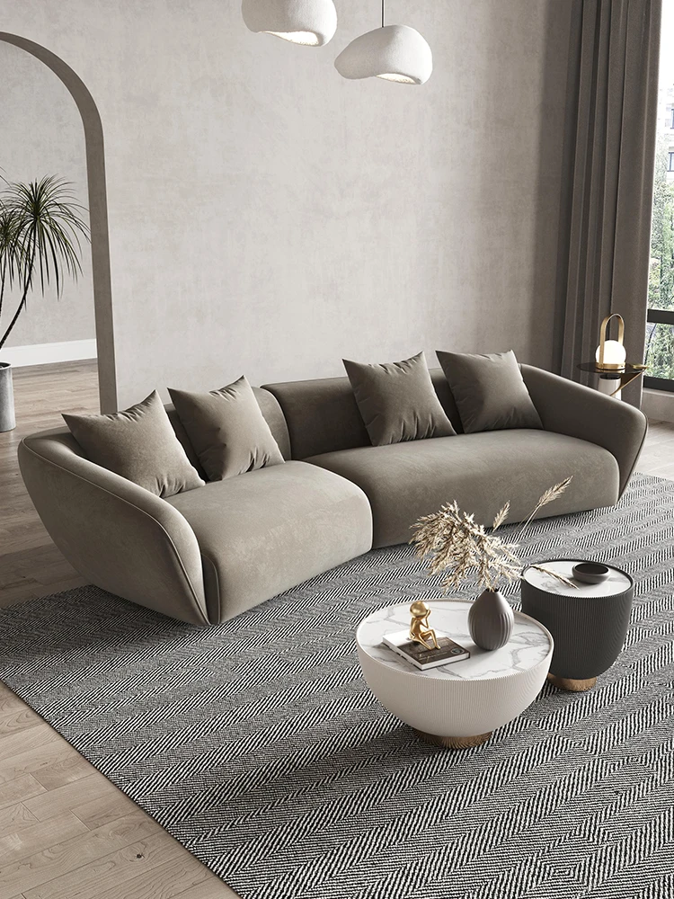 

Тканевый итальянский светлый роскошный минималистичный диван для гостиной маленькой квартиры изогнутый дизайнерский диван