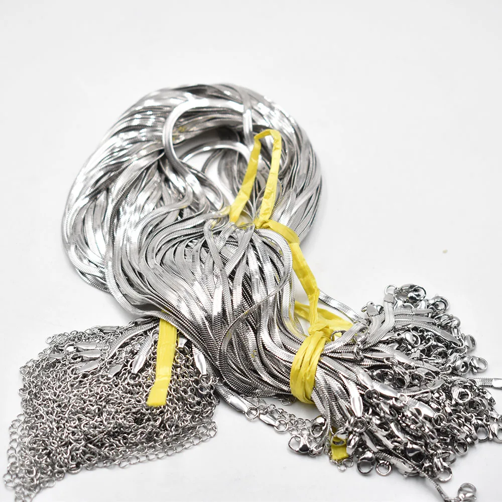 Цепочка-змейка из нержавеющей стали, 3 мм, 40 + 5 см, 20 шт./партия