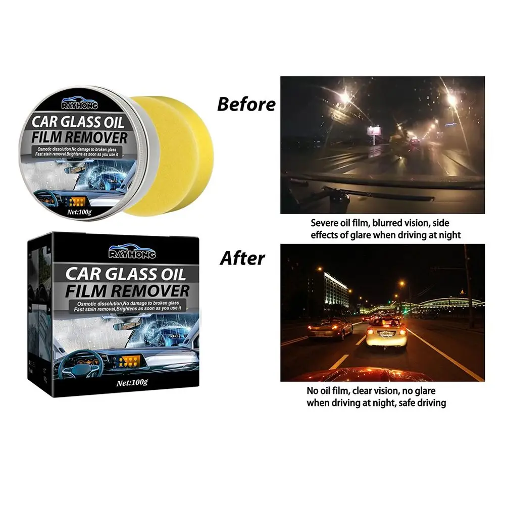 

Glass Oil Film Remove Paste Window Glass Cleaner Car Windscreen Cleaner Glass Oil Film Remove Cream Multi-Function Cleaning Tool