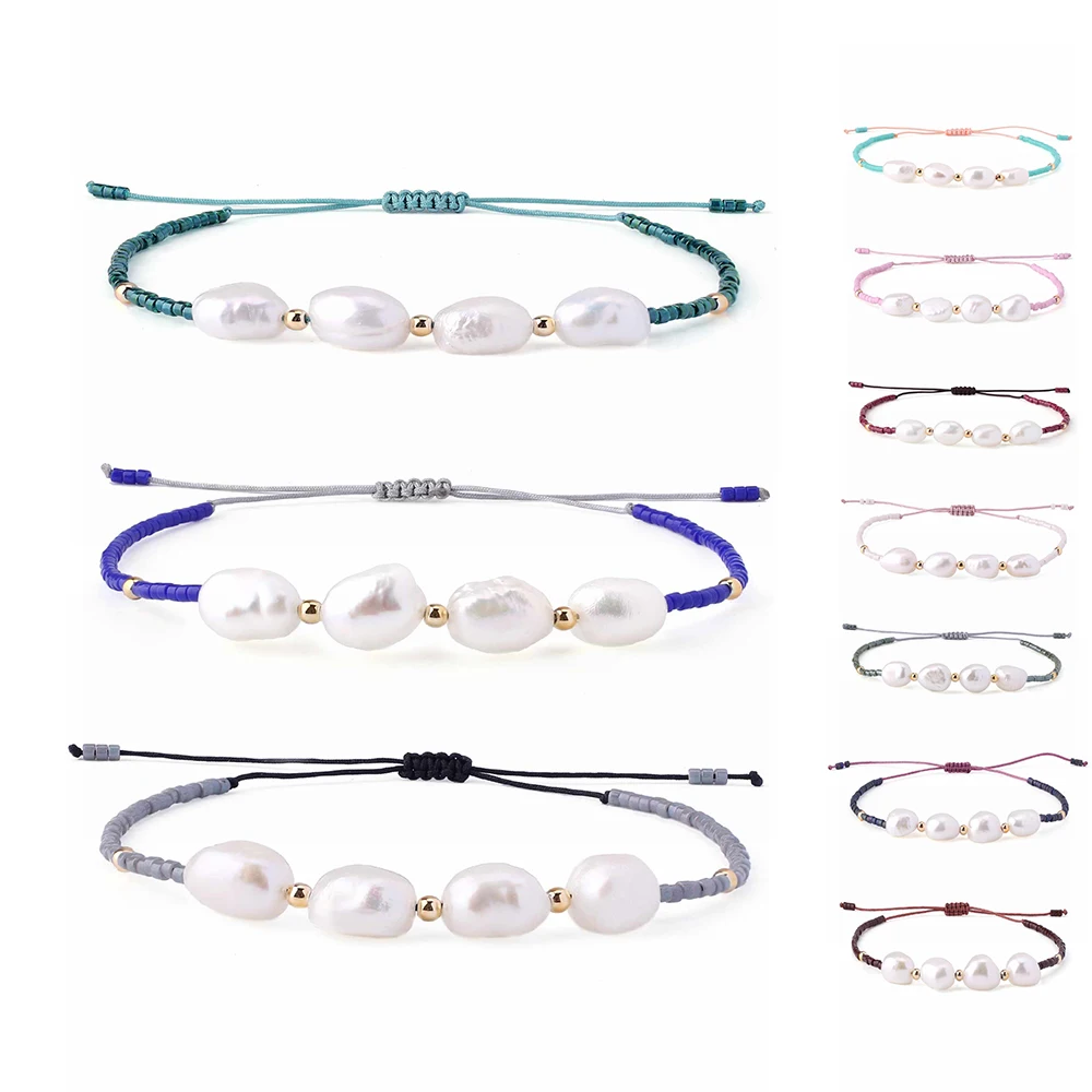 

KELITCH New Women Bracelet Natural Pearl Wrap Handmade Charm Miyuki Beaded Strand Bracelets Friends Friendship Jewelry Girl Gift