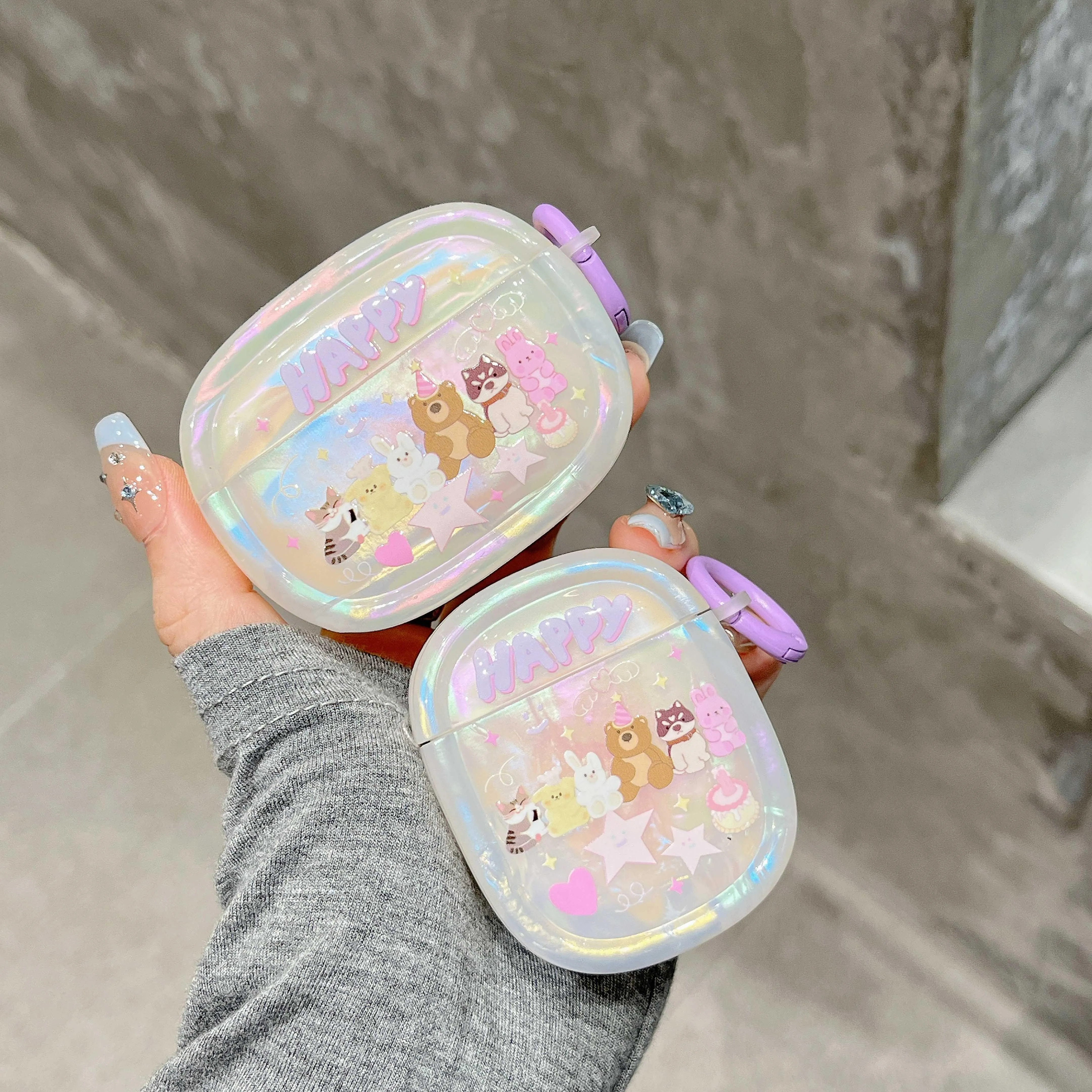 

Colorful Cartoon Animals Cute Earphone Case for AirPods 1 2 3 Pro Air Pods Pro2 Wireless Bluetooth Charging Box with Ring Cover