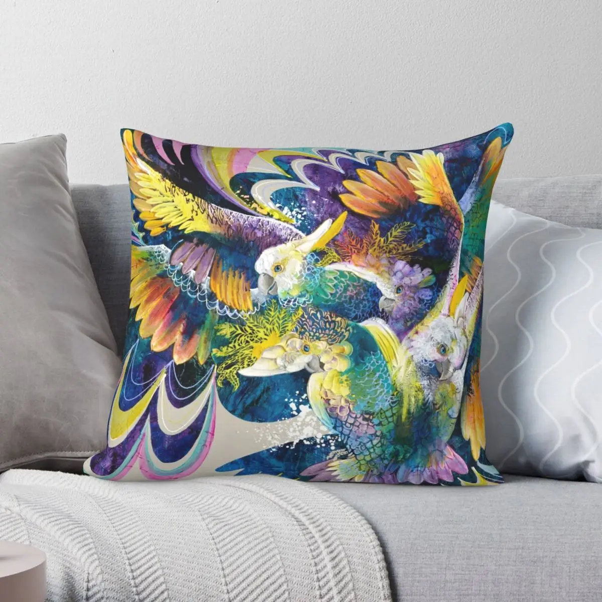 

Чехол для подушки Coy Cockatoo, полиэстеровый льняной бархатный чехол с узором на молнии, декоративный чехол для диванной подушки