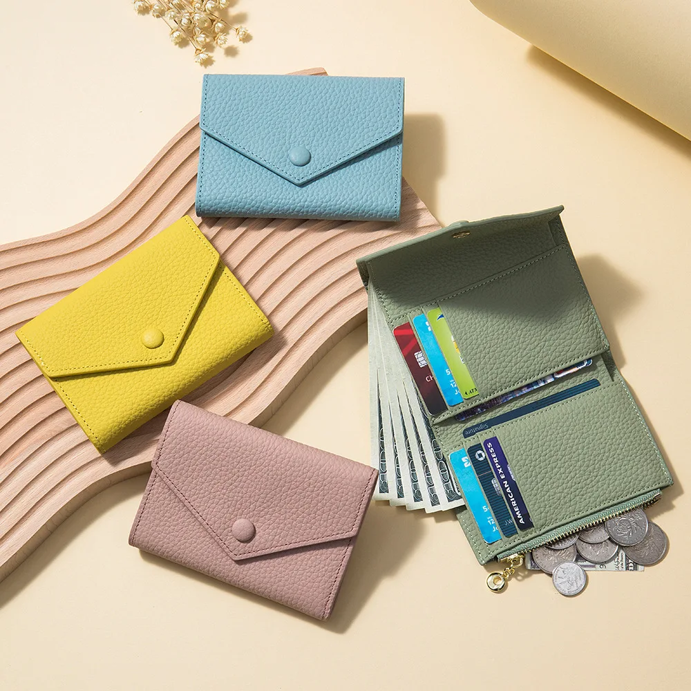 

Women Genuine Leather Wallets ID Credit Bank Business Card Holder Mini Bag Cowhide Coin Purse Clutch Earphone Pocket For Female