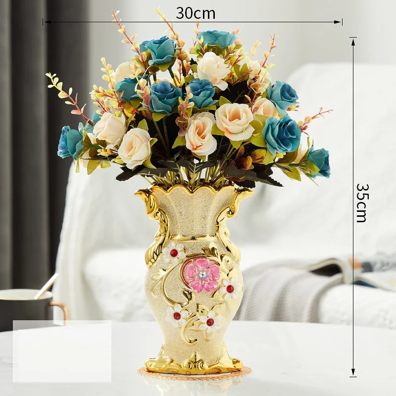 Gilt Frosted Porcelain Vase Vintage Advanced Ceramic Flower Vase For Room Study Hallway Home Wedding Decor 6