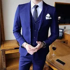 Блейзеры, жилет, брюки, мужской деловой костюм из трех предметов, эксклюзивный облегающий строгий жакет для вечеринки, свадьбы, 2021