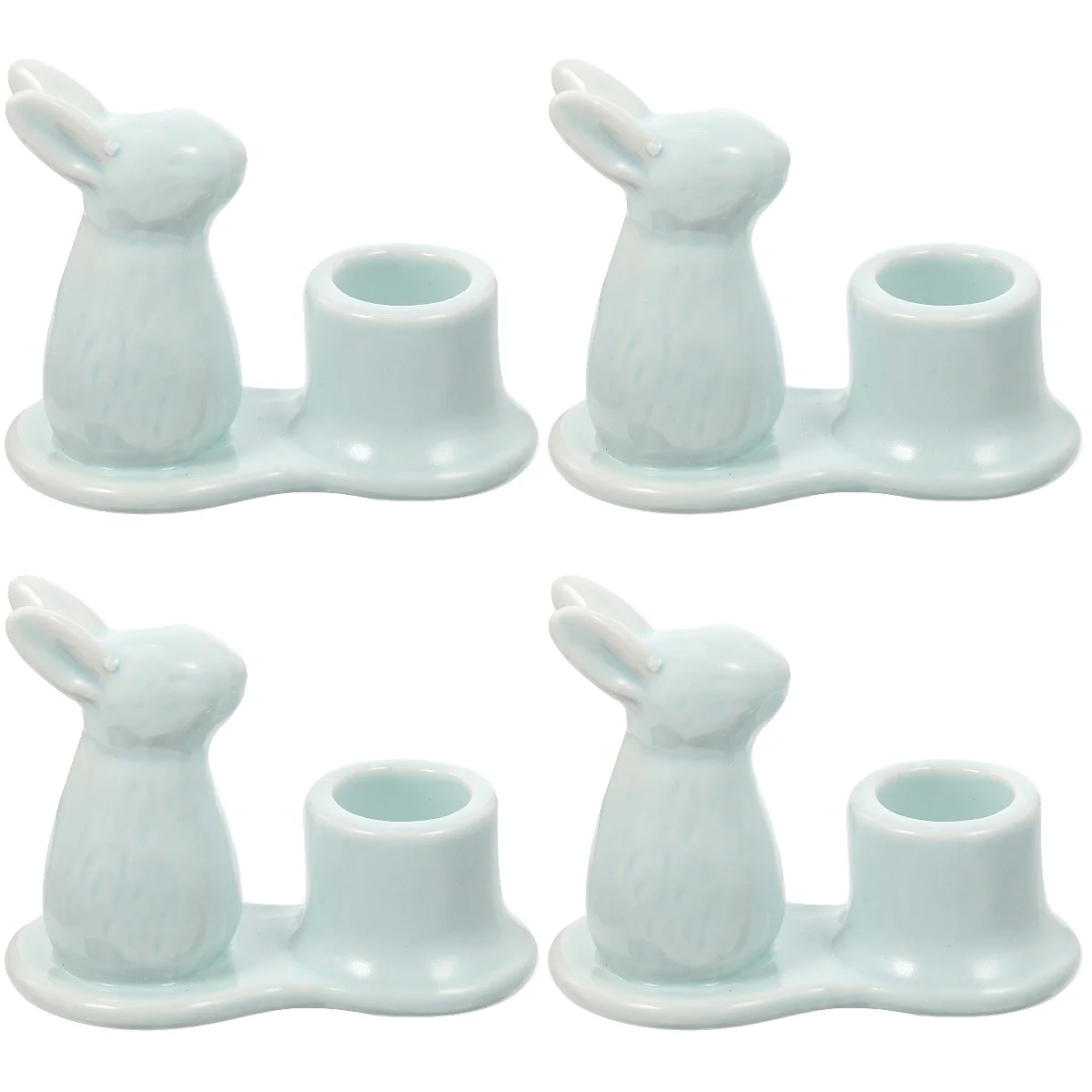

4pcs Ceramic Holder Easter Lovely Bunny Candlestick Holder Desktop Holder Craft