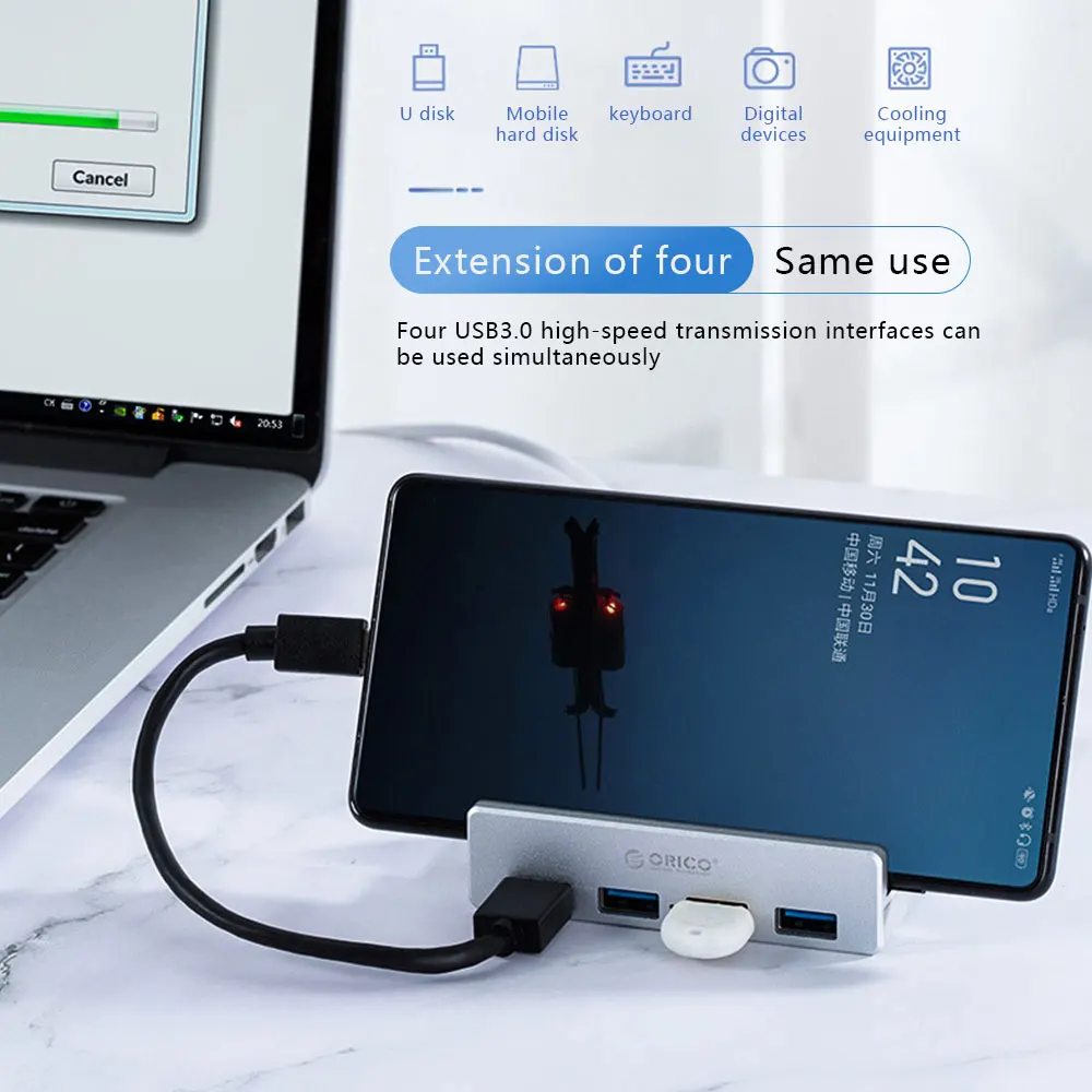 USB-Концентратор ORICO MH4PU алюминиевый 4 порта 10-32 мм USB 3 0 |