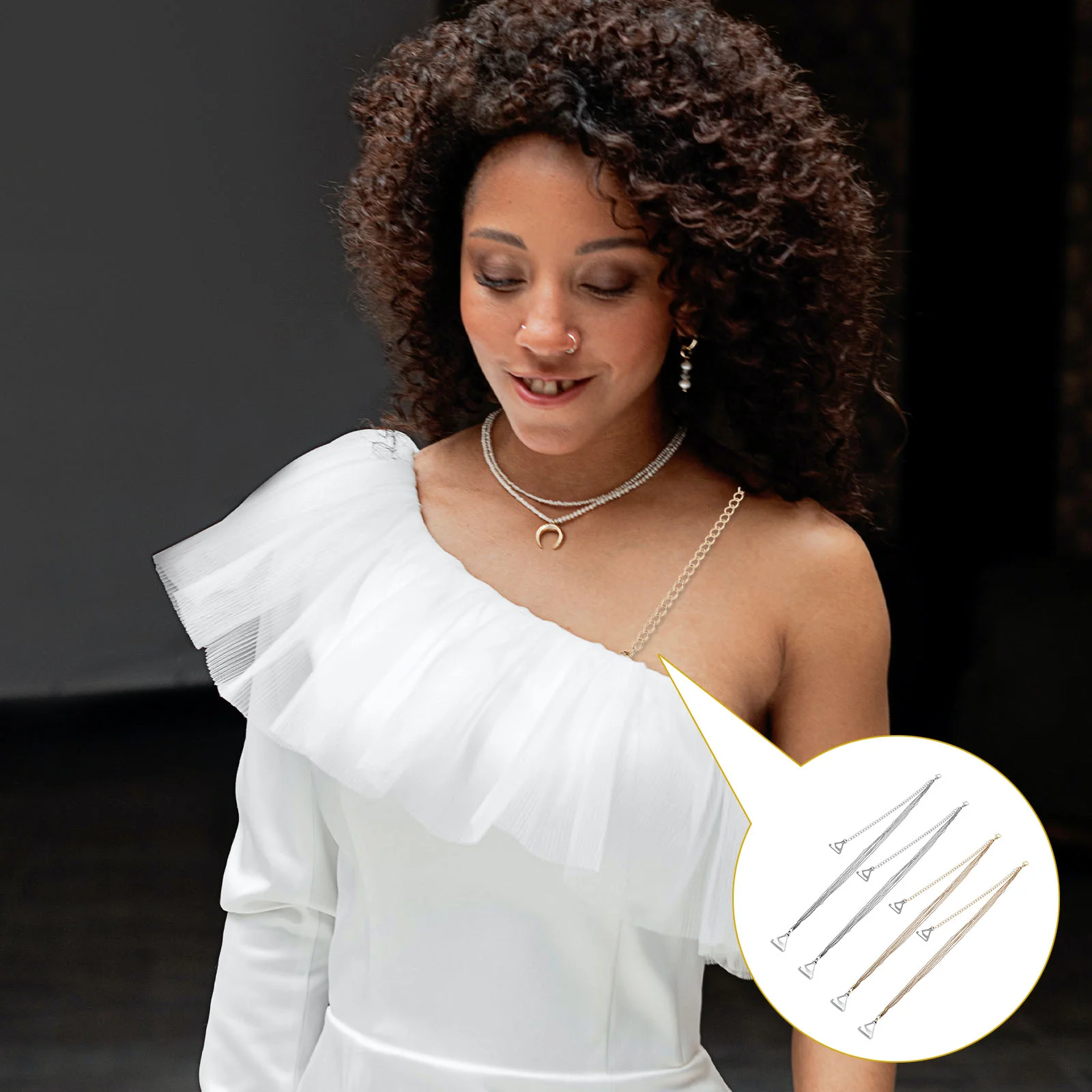 

Bra Straps Strap Shoulder Pearl Slip Adjustable Rhinestone Women Anti Dress For Underwear Metal Replacement Belt Decorative Top