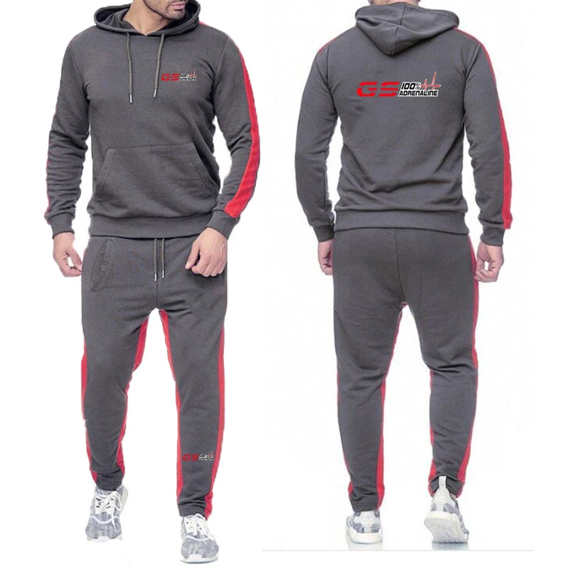 

2023 New Spring Autumn GS Adrenaline Motorrad Biker Fan Logo Print Men Drawstring Hooded Hoodies+Sports Trousers Comfortable Set