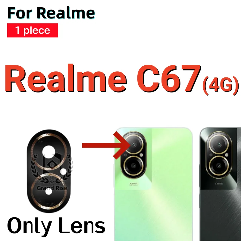 Фото Новое Заднее Стекло Объектива Камеры с Клеевой Наклейкой для Realme C53 C51 Note50 Note60 C63 C61 C65 C67 C71 C75 C75X C85 Q3 V13, Запасная Часть №3
