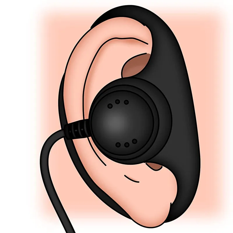 PTT Mic Earpiece D-Shaped Clip-Ear Headset Surveillance Kit for Retevis BaoFeng BTECH Kenwood Arcshell AR-5 Walkie Talkie(2 PCS)
