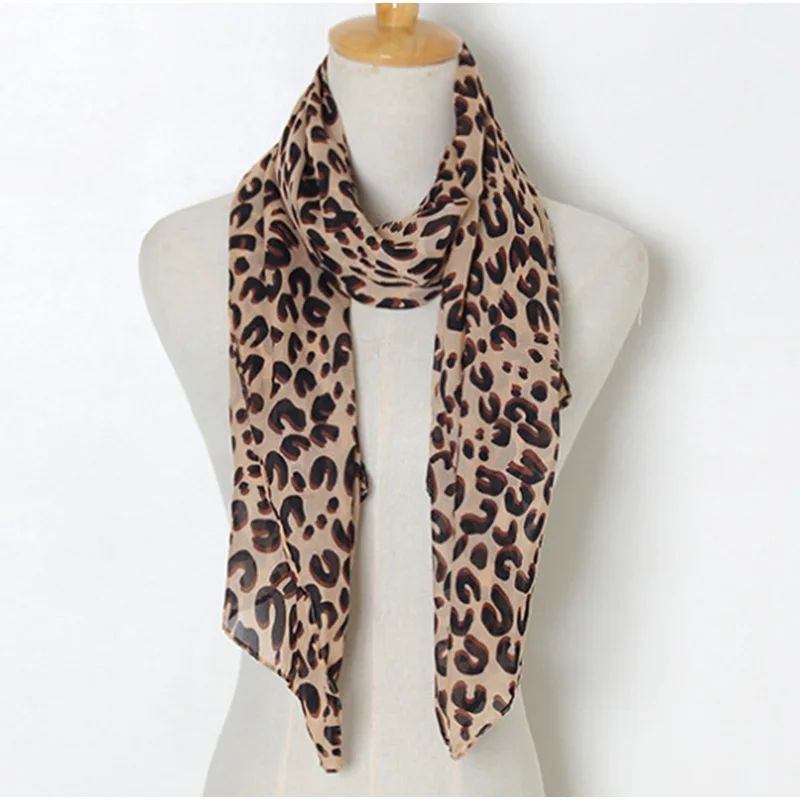 

Korean Style New Chiffon Long Leopard Print Women Scarf Breathable Beach Sun Protection Travel Soft Neck Brace Fashion Shawl B45