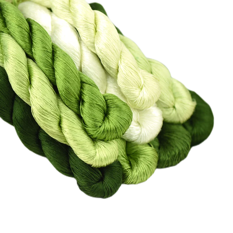 1 Color 400m Hand-Wrapped Velvet Flower Suzhou Embroidery Mulberry Silk Thread Embroidery Line Light Green