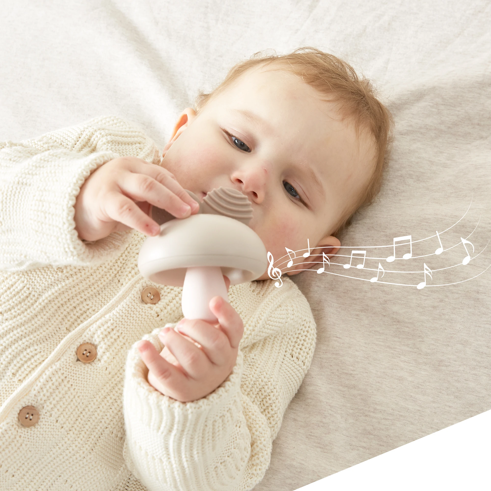 BANSHILI Грибная Мышь Детские Прорезыватели Игрушка Погремушка Силиконовая 3 месяца