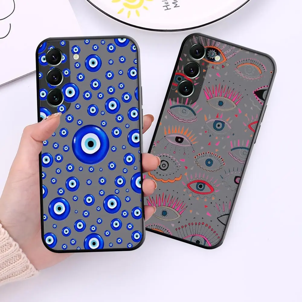 

Fashion Lucky Eye Blue Evil Eye Print Matte For Galaxy S23 Ultra Case For Samsung Galaxy S22 S21 S20 FE Ultra S10 S10E Lite Plus