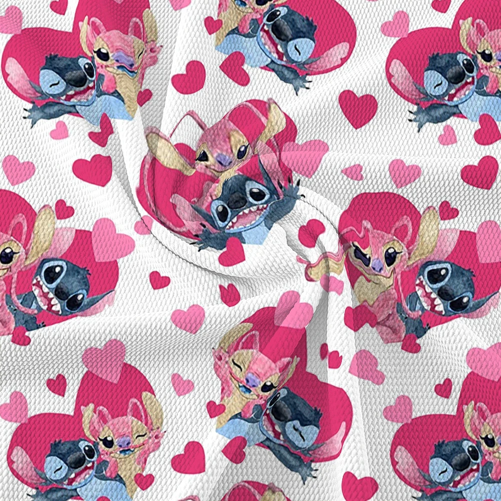 

50*145 Disney Valentine's Day Stitch Bubble Cotton Fabric Sewing Quilting Fabric Needlework Material DIY Handmade