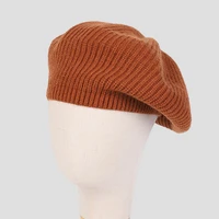 beret women winter hat wool knit autumn warm solid color skiing accessory for outdoors
