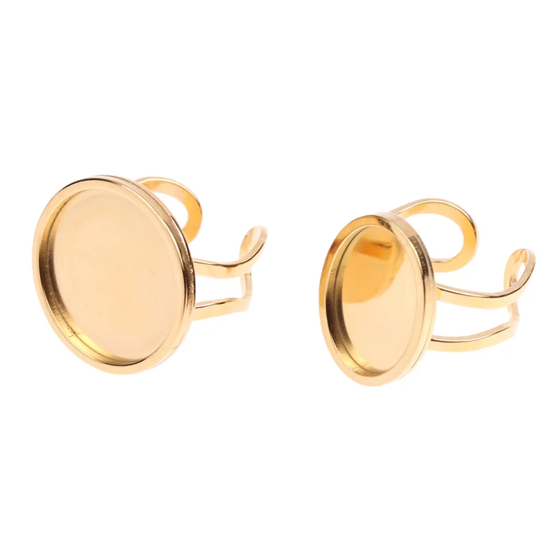 

Stainless Steel Adjustable Ring Round Square Oval Settings Blank Base Glass Cabochons Bezels Jewelry Making