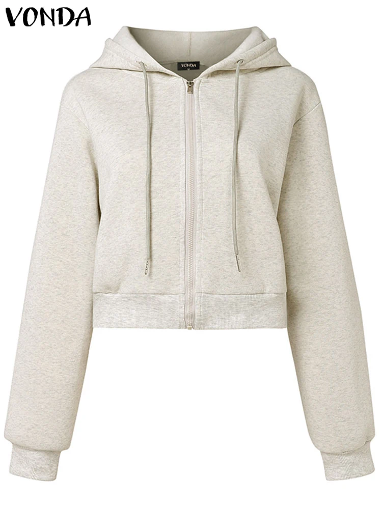 Плюс размер VONDA модные толстовки с капюшоном женские длинным рукавом