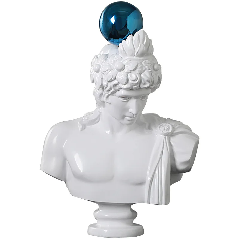 

Electroplated Blue Beads David Figure Sculpture Creative Soft Ornaments Hotel Lobby Floor Plaster Statue