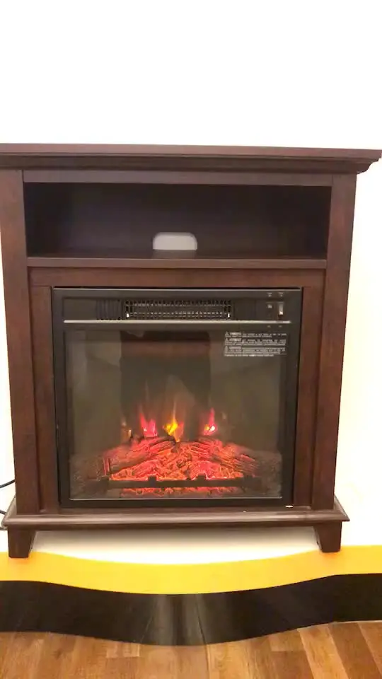 

18 inch wood furniture electric fireplace mantle led flame fire effect heater