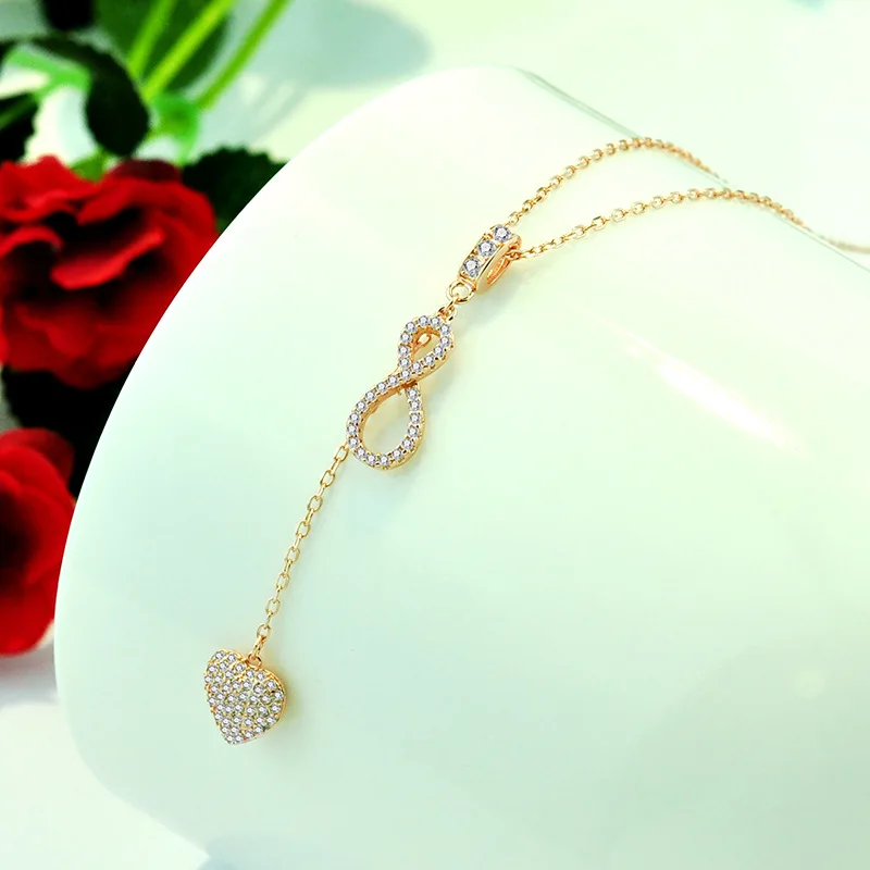 

Necklace Women's S925 Sterling Silver Rose Gold Plated Heart Tassel Clavicle Chain Elegant High Sense Necklace New Silver Jewelr