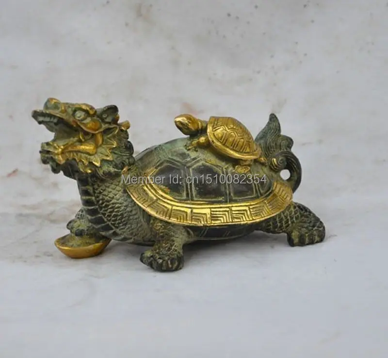 

Китайская Медь Бронза Позолоченный Дракон Черепаха резьба статуя