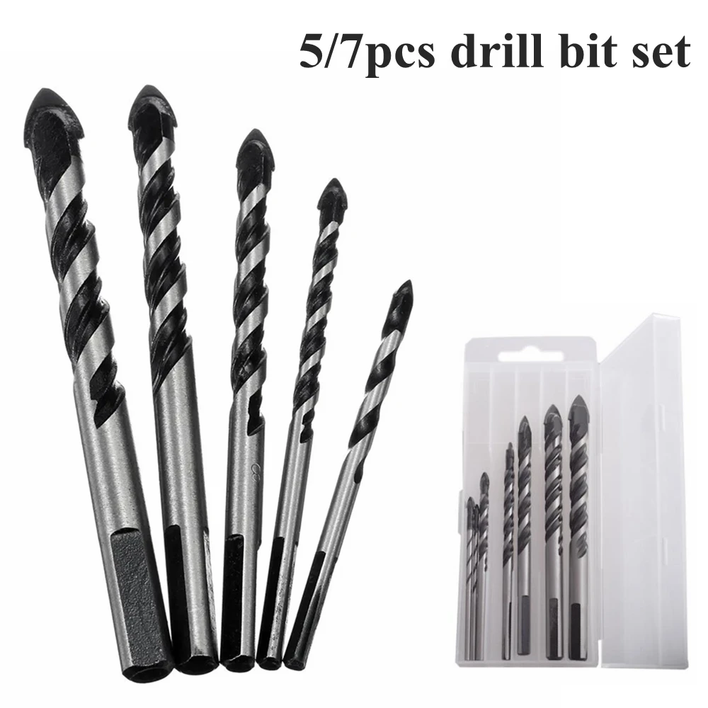 

5/7pc Drill Bits Set for Tile Glass Ceramic Brick Cement Plastic Wood Carbide Drill Bit with Carbide Tip Metal Woodworking Tools