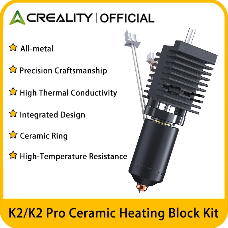 Фото Официальный комплект керамического нагревательного блока Creality K2/K2 Pro, комплект хотэнда с керамическим кольцом, высокотемпературный металлический хотэнд для 3D-принтера №1
