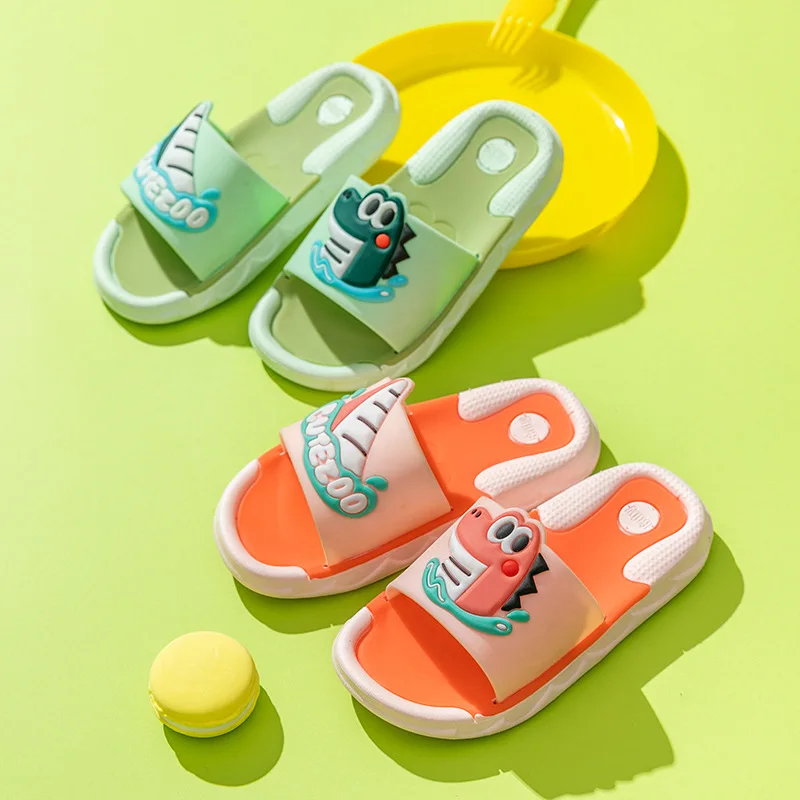 Children Slippers Boy Girl 3-12Y Cute Cartoon Shark Old Kids Baby Waterproof Breathable Non-slip Home Shoes Kids Outdoor Sandals